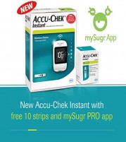 New Accu-Chek Instant Glucometer Machine with 10 test strips FREE ( White )